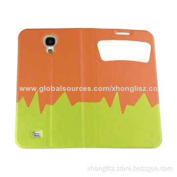 Double Colors Tying Style PU Leather Phone Case for Samsung Galaxy S4, Good Quality and Nice Texture